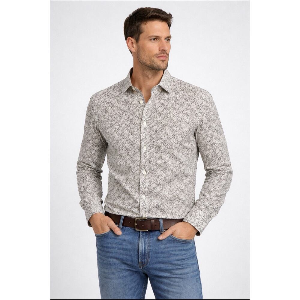 Adrienne Vittadini Men’s Slim Fit Button-Down Shirt XL Floral Print Long Sleeve